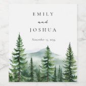 Rustikale Pinienwaldhochzeit Weinetikett (Einzelnes Label)