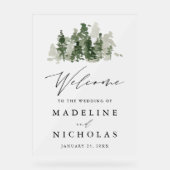 Rustikale Pinienwaldhochzeit Willkommen Mattiert Acrylschild (Vorderseite)