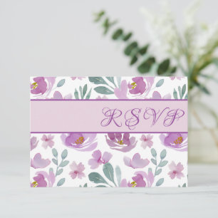 Rustikale Pink-Aquarellblume-Hochzeit RSVP Karte