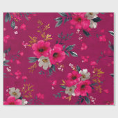 Rustikale Pink Botanische Fette Vintage Boho Blume Geschenkpapier (Flach)