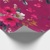 Rustikale Pink Botanische Fette Vintage Boho Blume Geschenkpapier (Ecke)