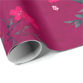 Rustikale Pink Botanische Fette Vintage Boho Blume Geschenkpapier (Rolleneckpunkt)