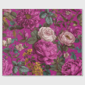 Rustikale Pink Botanische Fette Vintage Boho Blume Geschenkpapier (Flach)