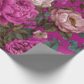 Rustikale Pink Botanische Fette Vintage Boho Blume Geschenkpapier (Ecke)