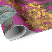 Rustikale Pink Botanische Fette Vintage Boho Blume Geschenkpapier (Rolleneckpunkt)