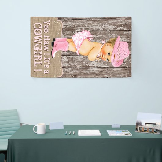 Rustikale Pink Cowgirl Babydusche Banner (Messeveranstaltung)