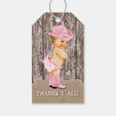 Rustikale Pink Cowgirl Babydusche Geschenkanhänger (Rückseite)