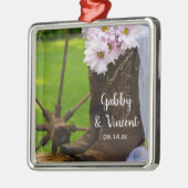 Rustikale Pink Daisies Cowboy Boots Country Weddin Silbernes Ornament (Links)