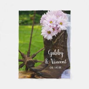 Rustikale Pink Daisies und Cowboy Boots Wedding Fleecedecke