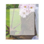 Rustikale Pink Daisies und Cowboy Boots Wedding Notizblock (Vorderseite)