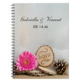 Rustikale Pink Daisy Woodland Wedding Notizblock (Vorderseite)