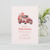 Rustikale Pink Farm Truck Floral Girl Babydusche Einladung (Stehend Vorderseite)