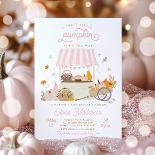 Rustikale Pink Girl Pumpkin Baby Dusche Einladung
