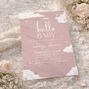 Rustikale Pink Hallo Baby Cloud Babydusche Einladung
