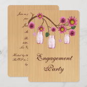 Rustikale Pink Mason Jars Engagement Party einlade Einladung (Vorne/Hinten)
