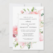 Rustikale Pink Peony Floral Engagement Party Einladung (Vorderseite)