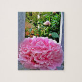 Rustikale Pink Peony Garden Pickets Puzzle (Vertikal)