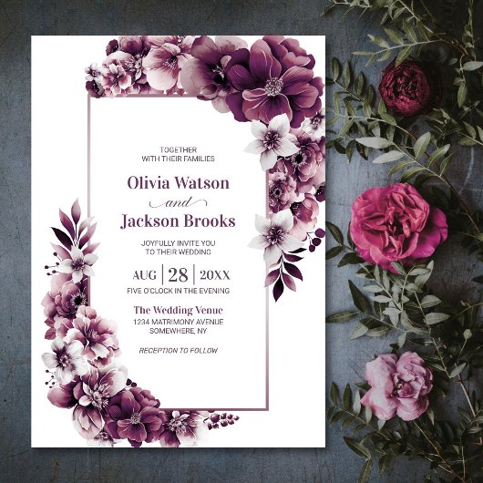 Rustikale Pink Pum Floral Wedding Einladung