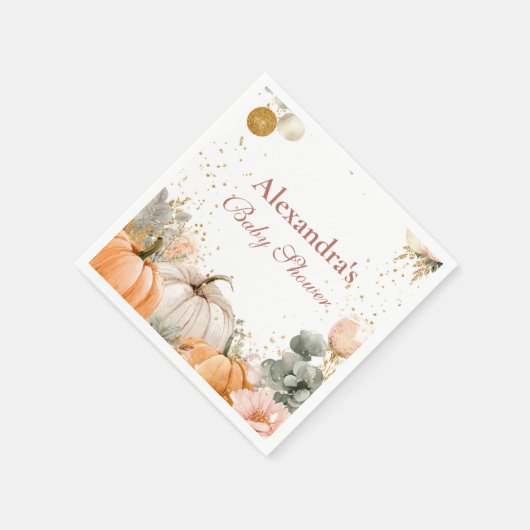 Rustikale Pink Pumpkin Baby Dusche Serviette (Ecke)