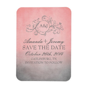 Rustikale Pink und Graue Bohemian Save The Date Magnet
