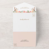 Rustikale Pink- und Peach-Pumpkin-Blumenhochzeit All In One Einladung (Außenbereich)