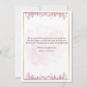 Rustikale Pink Watercolor Wedding Danke Karte (Rückseite)