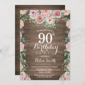 Rustikale Pinkerbäume, 90. Geburtstag Einladung (Vorne/Hinten)