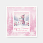 Rustikale Pinkmas gemütliche Winter-Szene Kinderpa Serviette (Vorderseite)
