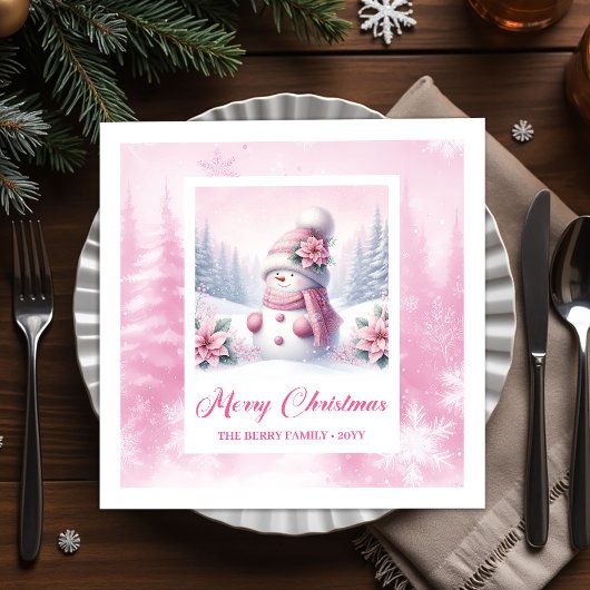 Rustikale Pinkmas gemütliche Winter-Szene Kinderpa Serviette