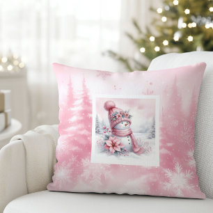 Rustikale Pinkmas-Winterwald-Kinder-Weihnachtsdeck Kissen