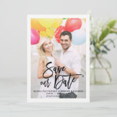 Rustikale Pinsel-Handschrift-Foto Save Our Date Save The Date (Stehend Vorderseite)