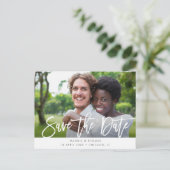 rustikale Pinselbrille Hochzeit speichern das Datu Postkarte (Stehend Vorderseite)