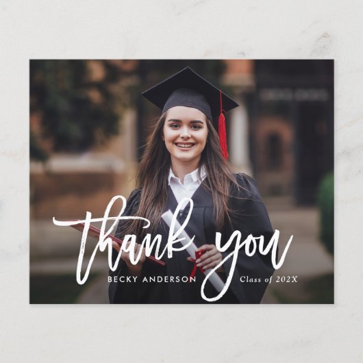 rustikale Pinselspitze danke Skript-Abschluss-Kart (Vorderseite)