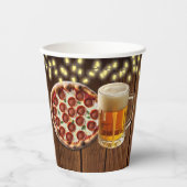 Rustikale Pizza & Beer Baby Dusche Pappbecher (Vorderseite)