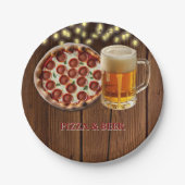 Rustikale Pizza & Beer Baby Dusche Pappteller (Vorderseite)