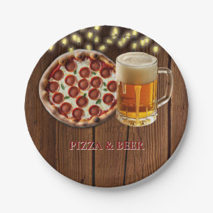 Rustikale Pizza & Beer Baby Dusche Pappteller