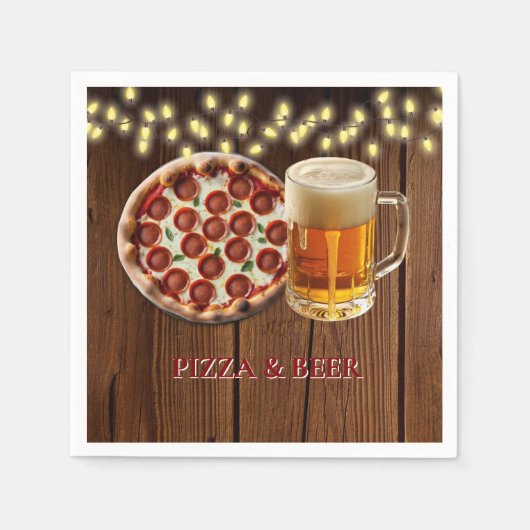 Rustikale Pizza & Beer Baby Dusche Serviette (Vorderseite)