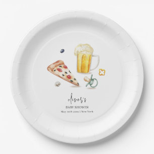 Rustikale Pizza Beers Schnuller Babydusche Pappteller