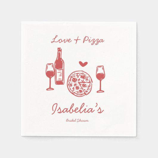 Rustikale Pizza- und Wein-Junggesellinnenabschied Serviette (Vorderseite)