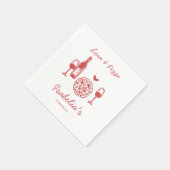 Rustikale Pizza- und Wein-Junggesellinnenabschied Serviette (Ecke)