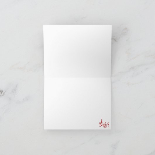 Rustikale Pizza & Wine Bridal Showe Dankeskarte (Innenseite)