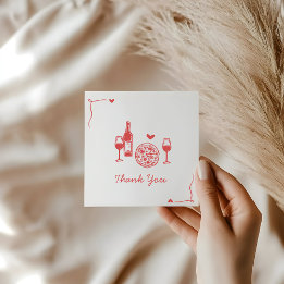 Rustikale Pizza & Wine Bridal Showe Dankeskarte