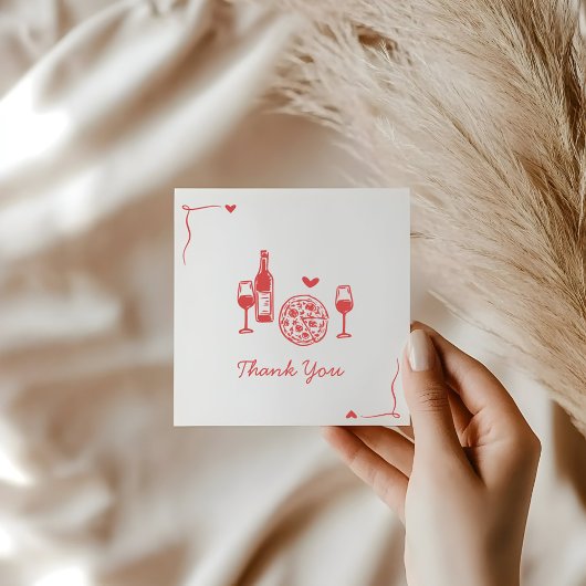 Rustikale Pizza & Wine Bridal Showe Dankeskarte