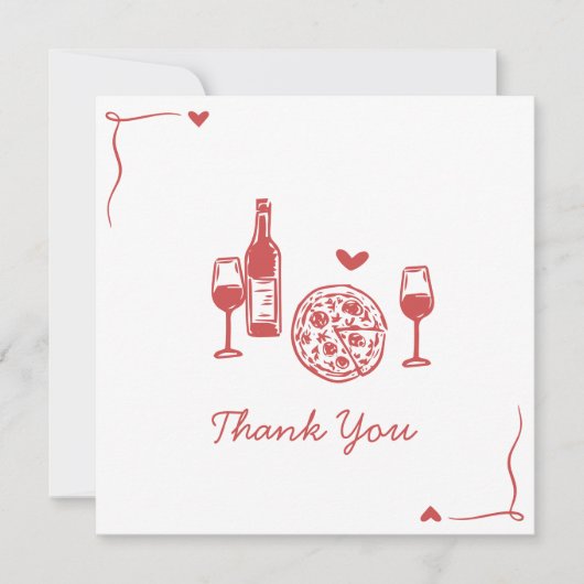 Rustikale Pizza & Wine Bridal Showe Dankeskarte (Vorderseite)