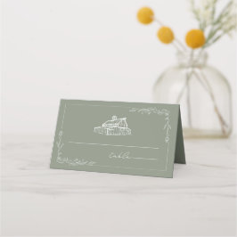 Rustikale Platzkarte "Barn Sage Green Wedding"
