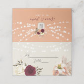 Rustikale Platzkarte für Blumenzehen (Außenseite Aufgefaltet)