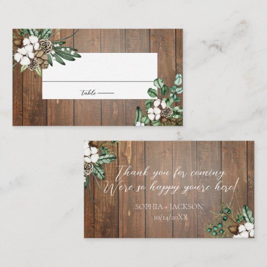 Rustikale Platzkarte für Hochzeiten im Wasser (Vorne/Hinten)