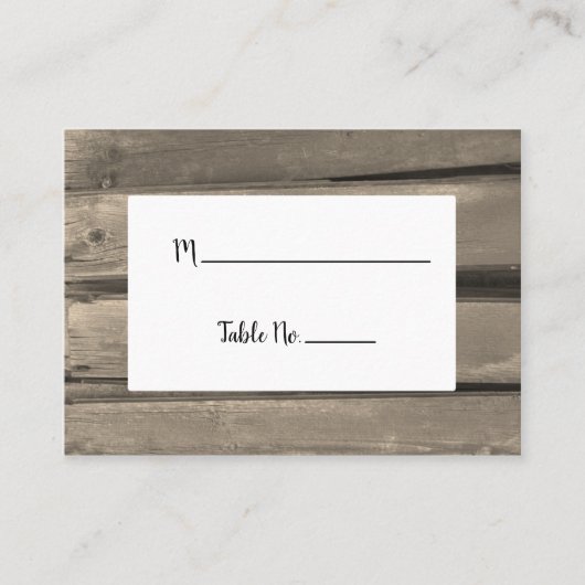 Rustikale Platzkarte für Holzhütten (Vorderseite)