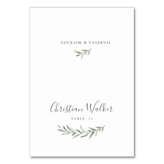 Rustikale Platzkarte mit einfacher Kalligraphie Tischnummer (Vorderseite)