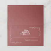 Rustikale Platzkarte "Mute Red Wedding" (Außenseite Aufgefaltet)